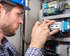 Man working on electronics