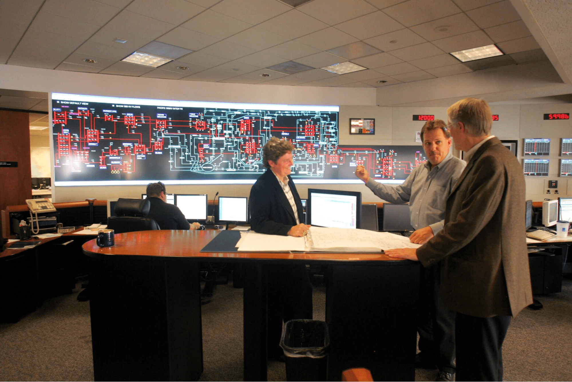 3 people working together in a control room